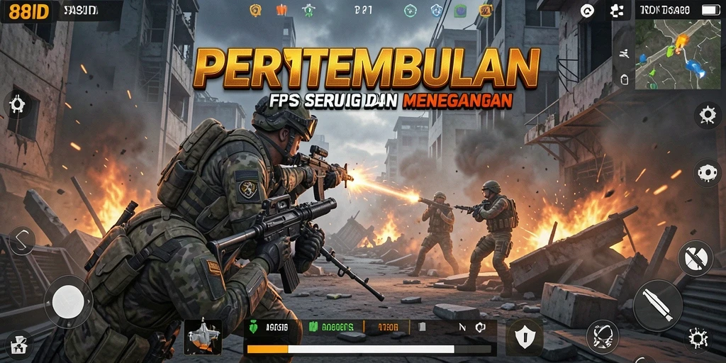 Screenshot menampilkan aksi seru dalam pertempuran FPS 88ID.