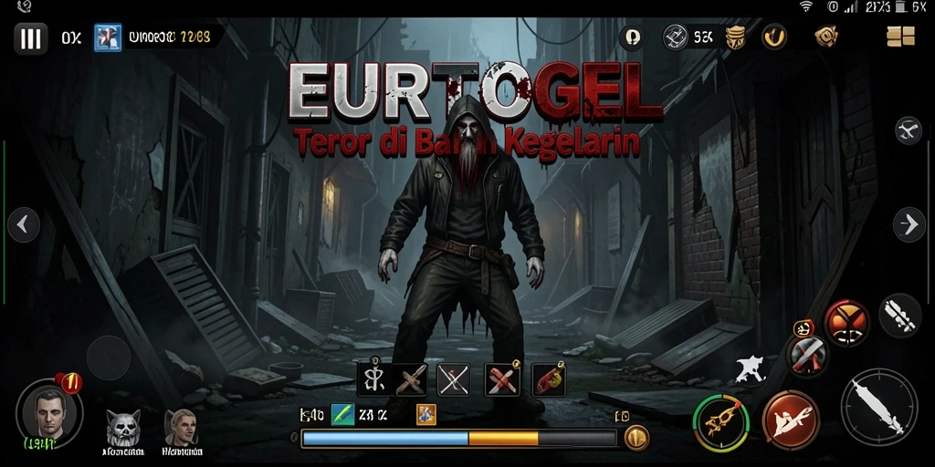 Screenshot gameplay menampilkan kegelapan yang mencekam dengan elemen horror.