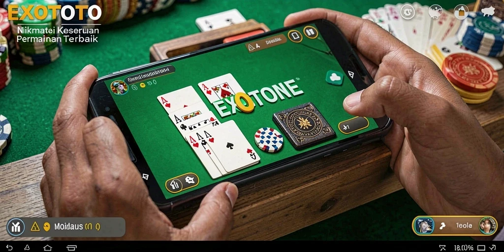 Tampilan gameplay seru dalam EXOTOTO, nikmati setiap detik permainan Gaple.