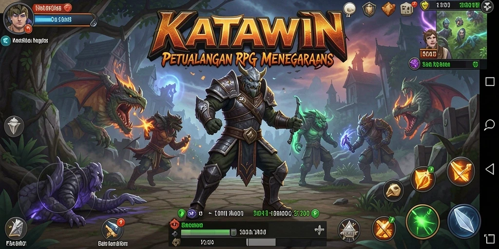 Tampilan menarik dari gameplay RPG KATAWIN dengan pertarungan epik.