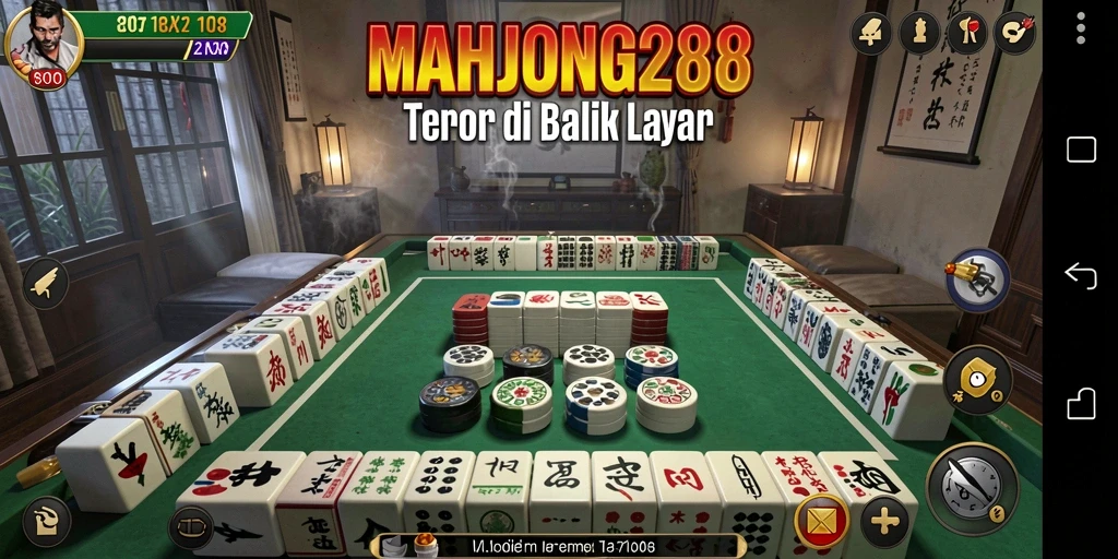 Screenshot gameplay MAHJONG288 menampilkan suasana horor yang mencekam.