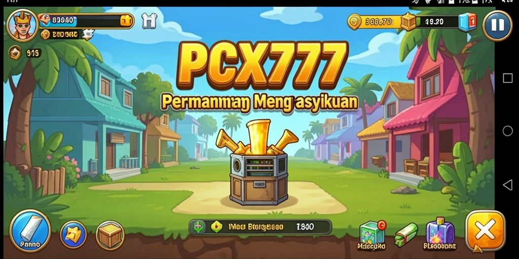 Tampilan gameplay PCX777 dengan kemajuan karakter yang menarik.