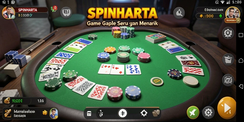 Tampilan gameplay SPINHARTA dengan elemen Gaple yang mengasyikkan.