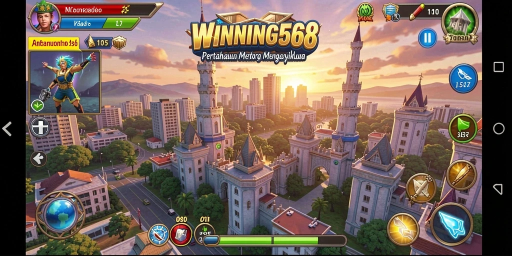 Tangkapan layar gameplay WINNING568 menampilkan strategi Tower Defense yang mendebarkan.