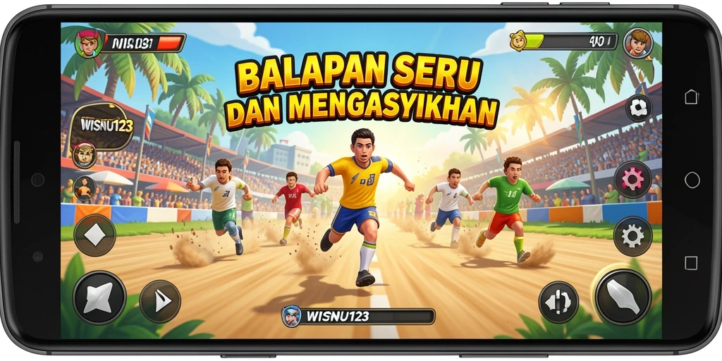 Tampilan gameplay balapan yang menegangkan di WISNU123.